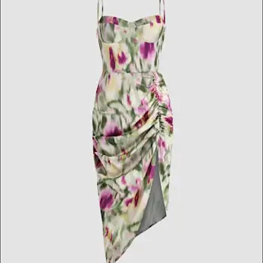 Cider Illusion Ruched Midi Dress - NWT - size S